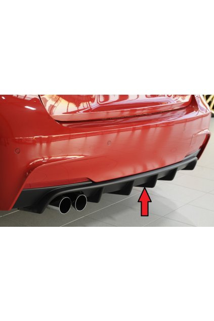 Rieger vložka zadního nárazníku pro BMW řada 3 F30, F31 sedan, touring vč. faceliftu, plast ABS bez povrchové úpravy, pro orig. dvojitou koncovku vlevo