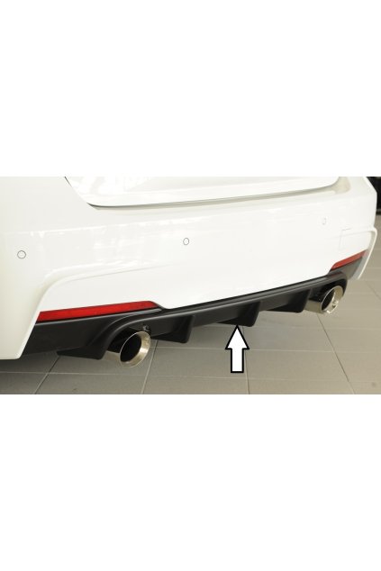 Rieger vložka zadního nárazníku pro BMW řada 3 F30, F31 sedan, touring vč. faceliftu, plast ABS bez povrchové úpravy, pro orig. koncovky na obou stranách (335i/340i look)