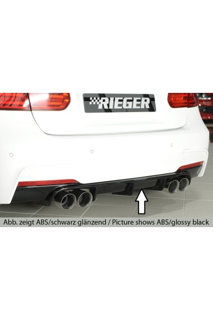 Rieger vložka zadního nárazníku pro BMW řada 3 F30, F31 sedan, touring vč. faceliftu, plast ABS bez povrchové úpravy, pro dvojité koncovky na obou stranách 4x90 mm (335i/340i look)