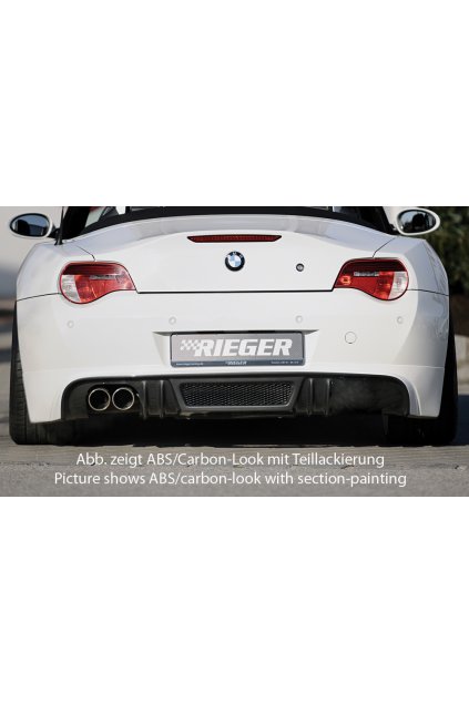 Rieger spoiler pod zadní nárazník pro BMW Z4 E85 kupé, roadster po faceliftu r.v. 01/06-03/09, plast ABS s povrchovou úpravou Carbon-Look, pro orig. dvojitou koncovku vlevo
