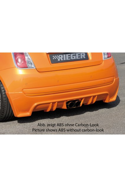 Rieger spoiler pod zadní nárazník pro Fiat 500 312 2-dvéř. r.v. 10/07-, plast ABS s povrchovou úpravou Carbon-Look, pro dvojitou koncovku uprostřed
