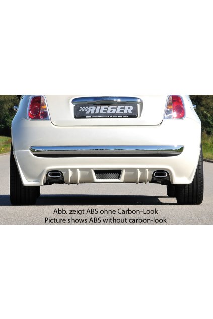 Rieger spoiler pod zadní nárazník pro Fiat 500 312 2-dvéř. r.v. 10/07-, plast ABS s povrchovou úpravou Carbon-Look, pro sport. koncovky na obou stranách
