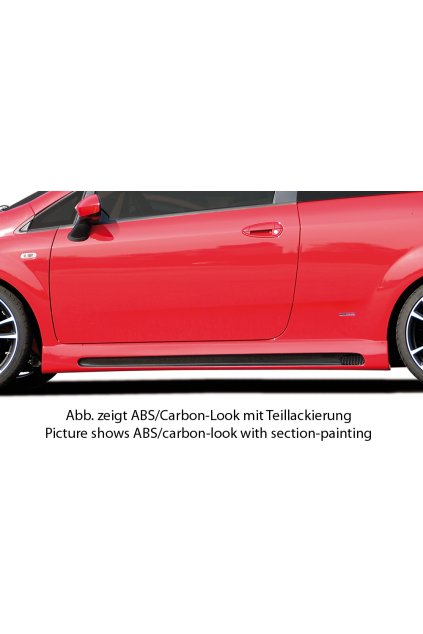 Rieger boční práh mont. strana pravá pro Fiat Grande Punto 199 3-dvéř., 5-dvéř., r.v. 10/05-, plast ABS s povrchovou úpravou Carbon-Look, s prolisem a výřezem