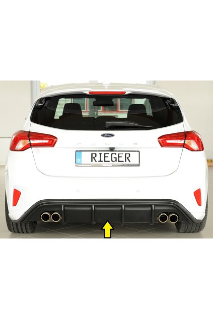 Rieger vložka zadního nárazníku pro Ford Focus 4 DEH, ST 5-dvéř. (hatchback), plast ABS bez povrchové úpravy, pro dvojité koncovky na obou stranách 4x80 mm