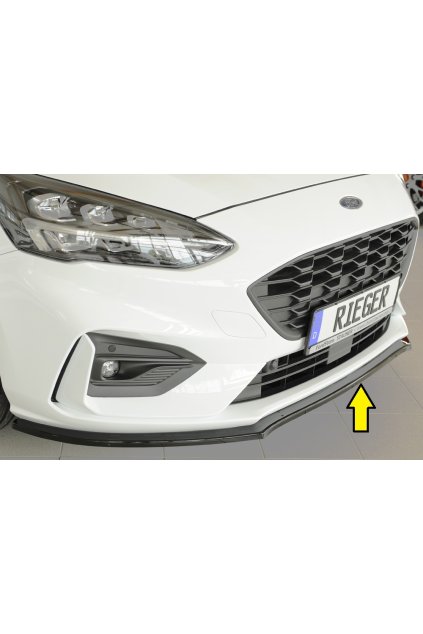 Rieger lipa pod přední nárazník pro Ford Focus 4 DEH, ST 5-dvéř. (combi), 5-dvéř. (hatchback), 5-dvéř. (sedan), 06/19-, 09/18-, plast ABS lakovaný do černé lesklé barvy