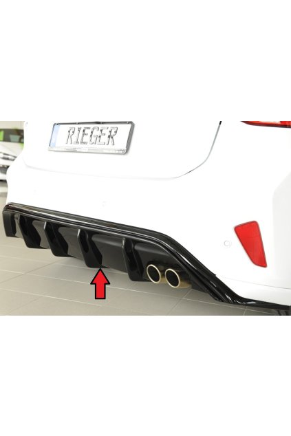 Rieger vložka zadního nárazníku pro Ford Focus 4 DEH 5-dvéř. (hatchback), plast ABS lakovaný do černé lesklé barvy