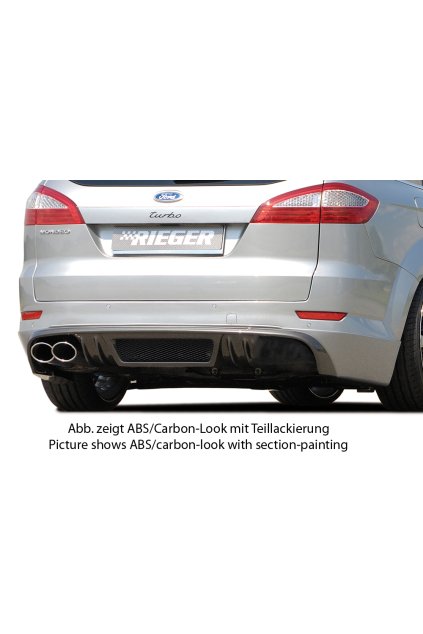 Rieger spoiler pod zadní nárazník SG-Design pro Ford Mondeo BA7 combi před faceliftem r.v. 03/07-09/10, plast ABS s povrchovou úpravou Carbon-Look, pro vozy s dvojitou koncovkou vlevo