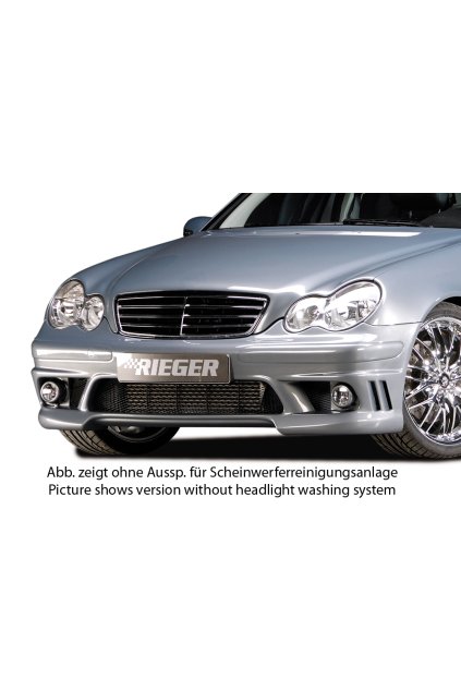 Rieger přední nárazník pro Mercedes třída C W203 sedan, t-model, plast ABS bez povrchové úpravy, pro vozy s ostřikovači světlometů