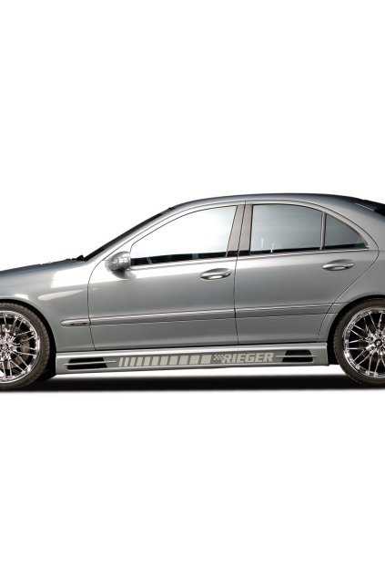 Rieger boční práh mont. strana levá pro Mercedes třída C W203 sedan, sportcoupe, t-model, r.v. 05/00-, plast ABS bez povrchové úpravy, s prolisem, s prolisem a dvěma výřezy