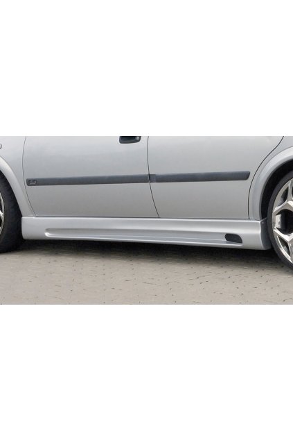 Rieger boční práh mont. strana levá pro Opel Astra G 5-dvéř., caravan, fastback, hatchback, notchback, plast ABS bez povrchové úpravy, s prolisem a výřezem