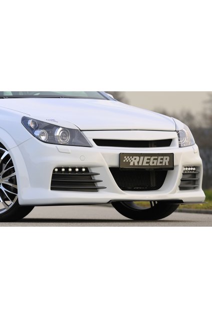 Rieger kompletní přední nárazník pro Opel Astra H vč. GTC, Twin-Top 3-dvéř., 5-dvéř., caravan, hatchback, kabriolet, plast ABS bez povrchové úpravy, s malým výřezem pro ostřikovače předních světlometů, s výřezem na světla pro denní svícení