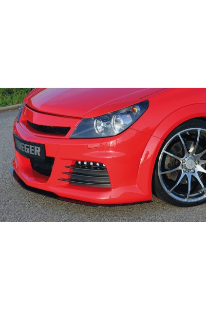 Rieger přední nárazník pro Opel Astra H vč. GTC, Twin-Top 3-dvéř., 5-dvéř., caravan, hatchback, kabriolet, plast ABS bez povrchové úpravy, s velkým výřezem pro ostřikovače předních světlometů, s výřezem na světla pro denní svícení
