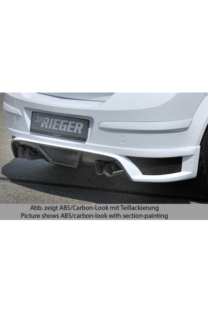 Rieger spoiler pod zadní nárazník pro Opel Astra H 5-dvéř., hatchback, notchback r.v. 03/04-, plast ABS bez povrchové úpravy, pro vozy s dvojitými koncovkami na obou stranách