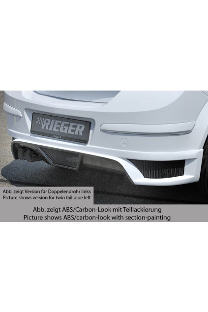 Rieger spoiler pod zadní nárazník pro Opel Astra H 5-dvéř., hatchback, notchback r.v. 03/04-, plast ABS s povrchovou úpravou Carbon-Look, pro koncovku vlevo