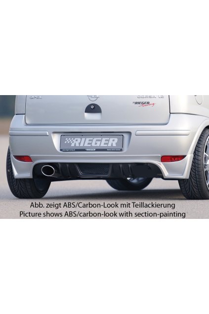 Rieger spoiler pod zadní nárazník pro Opel Corsa C 3-dvéř., 5-dvéř. po faceliftu r.v. 06/03-, plast ABS bez povrchové úpravy, pro dvojitou koncovku vlevo