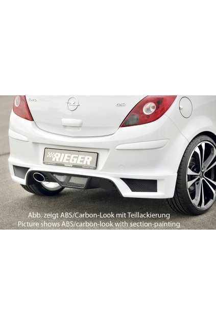 Rieger spoiler pod zadní nárazník pro Opel Corsa D 3-dvéř., 5-dvéř. vč. faceliftu r.v. 01/11-, 07/06-12/10, plast ABS bez povrchové úpravy, pro koncovku vlevo