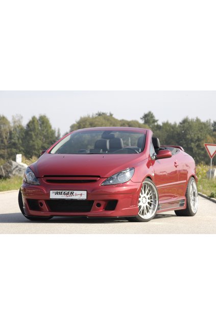 Rieger boční práh mont. strana levá pro Peugeot 307 convertible CC, sedan vč. faceliftu, r.v. 04/01-04/05, 05-05-, plast ABS s povrchovou úpravou Carbon-Look, s prolisem, s prolisem a dvěma výřezy