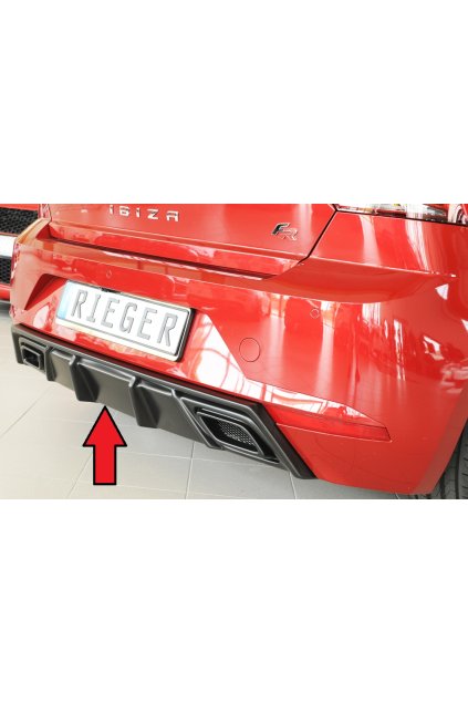 Rieger vložka zadního nárazníku pro Seat Ibiza KJ 5-dvéř., plast ABS bez povrchové úpravy, pro orig. výfukový systém