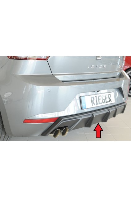 Rieger vložka zadního nárazníku pro Seat Ibiza KJ 5-dvéř., plast ABS bez povrchové úpravy, pro dvojitou koncovku vlevo 2x76 mm