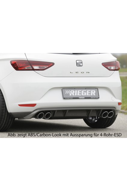 Rieger spoiler pod zadní nárazník pro Seat Leon 5F 3-dvéř. (sc), 5-dvéř. před faceliftem r.v. 10/12-12/16, plast ABS bez povrchové úpravy, pro dvojitou koncovku vlevo