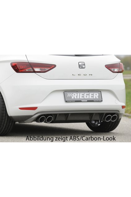 Rieger spoiler pod zadní nárazník pro Seat Leon 5F 3-dvéř. (sc), 5-dvéř. před faceliftem r.v. 10/12-12/16, plast ABS lakovaný do černé lesklé barvy, pro dvojité koncovky na obou stranách