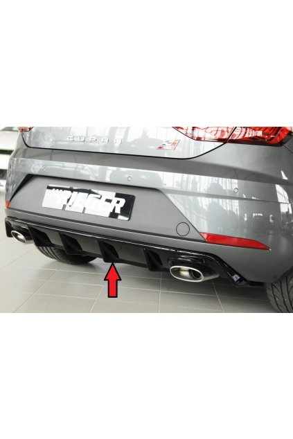 Rieger vložka zadního nárazníku pro Seat Leon Cupra 5F 3-dvéř. (sc), 5-dvéř. po faceliftu, plast ABS lakovaný do černé lesklé barvy