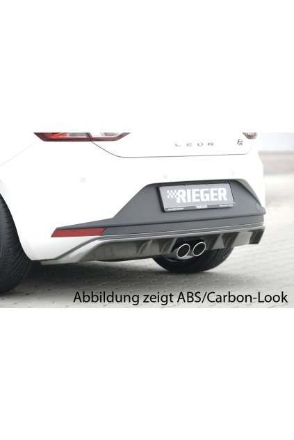 Rieger vložka zadního nárazníku pro Seat Leon FR 5F 3-dvéř. (sc), 5-dvéř. před faceliftem, plast ABS lakovaný do černé lesklé barvy, pro dvojitou koncovku uprostřed