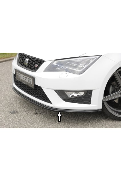Rieger lipa pod přední nárazník pro Seat Leon FR 5F 3-dvéř. (sc), 5-dvéř., 5-dvéř. (ST/Combi) před faceliftem, 01/13-12/16, plast ABS lakovaný do černé lesklé barvy