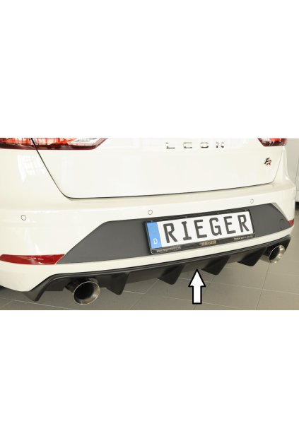 Rieger vložka zadního nárazníku pro Seat Leon FR 5F 5-dvéř. (ST/Combi) po faceliftu, plast ABS bez povrchové úpravy, pro sportovní koncovky na obou stranách 100 mm