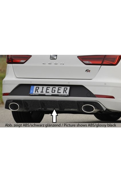 Rieger vložka zadního nárazníku pro Seat Leon FR 5F 5-dvéř. (ST/Combi) po faceliftu, plast ABS bez povrchové úpravy, pro sportovní koncovky na obou stranách 152x95 mm
