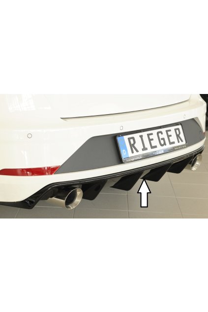 Rieger vložka zadního nárazníku pro Seat Leon FR 5F 5-dvéř. (ST/Combi) po faceliftu, plast ABS lakovaný do černé lesklé barvy, pro sportovní koncovky na obou stranách 100 mm