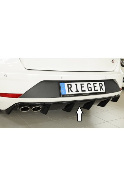 Rieger vložka zadního nárazníku pro Seat Leon FR 5F 5-dvéř. (ST/Combi) po faceliftu, plast ABS lakovaný do černé lesklé barvy, dvojitá koncovka vlevo
