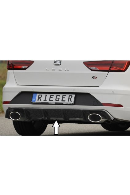 Rieger vložka zadního nárazníku pro Seat Leon FR 5F 5-dvéř. (ST/Combi) po faceliftu, plast ABS lakovaný do černé lesklé barvy, pro sport. koncovky na obou stranách 152x95mm