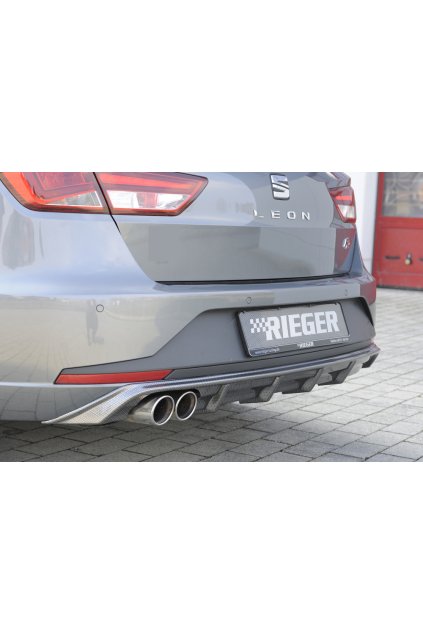 Rieger vložka zadního nárazníku pro Seat Leon FR 5F 5-dvéř. (ST/Combi) před faceliftem, plast ABS s povrchovou úpravou Carbon-Look, pro dvojitou koncovku vlevo