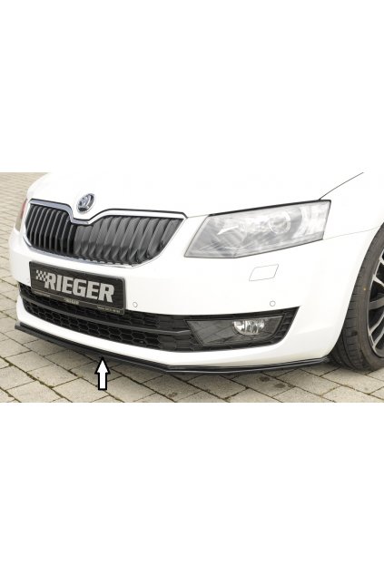 Rieger lipa pod přední nárazník pro Škoda Octavia 5E combi, sedan před faceliftem, 02/13-01/17, plast ABS lakovaný do černé lesklé barvy, ABS plast: lakovaný do černé lesklé barvy