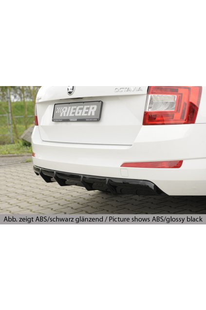 Rieger vložka zadního nárazníku pro Škoda Octavia 5E combi, sedan vč. faceliftu, ABS plast: Carbon-Look, pro vozy: bez parkovacího asistenta PDC