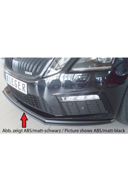 Rieger lipa pod přední nárazník pro Škoda Octavia RS 5E combi, sedan po faceliftu, 02/17-, plast ABS lakovaný do černé lesklé barvy