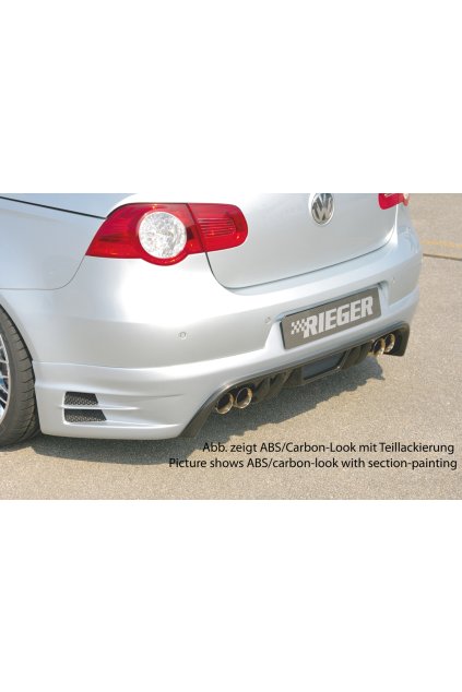 Rieger spoiler pod zadní nárazník pro Volkswagen Eos 1F kabriolet před faceliftem r.v. 04/06/-11/10, plast ABS bez povrchové úpravy, pro vozy s dvojitými koncovkami na obou stranách