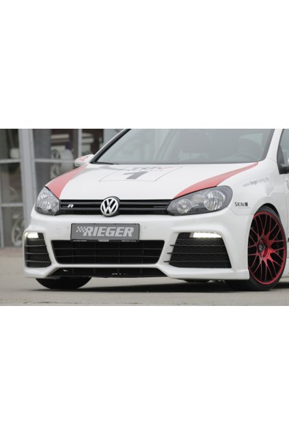 Rieger přední nárazník pro Volkswagen Golf 6 vč. GTD, GTI 3-dvéř., 5-dvéř., kabriolet, plast ABS bez povrchové úpravy, pro vozy s PDC, bez parkovacího asistenta a ostřikovačů světlometů