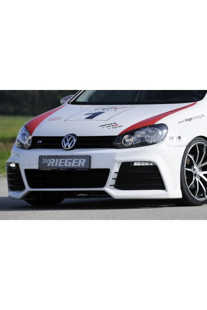 Rieger přední nárazník pro Volkswagen Golf 6 vč. GTD, GTI 3-dvéř., 5-dvéř., kabriolet, plast ABS bez povrchové úpravy, pro vozy s ostřikovači světlometů, bez PDC a parkovacího asistenta