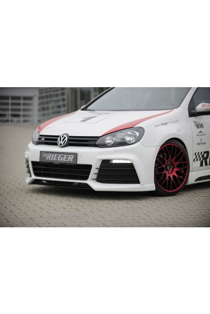 Rieger přední nárazník pro Volkswagen Golf 6 vč. GTD, GTI 3-dvéř., 5-dvéř., kabriolet, plast ABS bez povrchové úpravy, pro vozy s PDC a ostřikovači světlometů, bez parkovacího asistenta