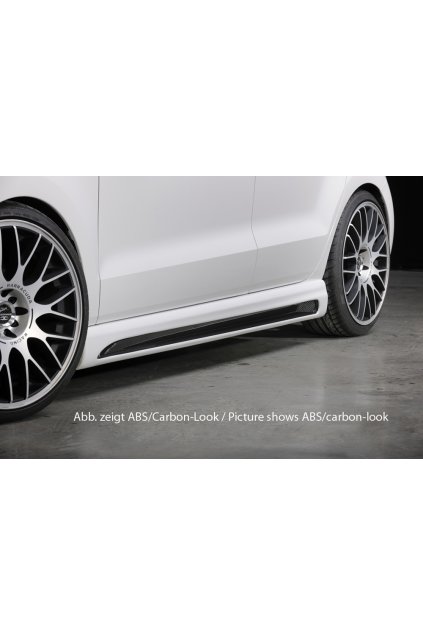 Rieger boční práh mont. strana levá pro Volkswagen Polo 6 6R, GTI 3-dvéř., 5-dvéř. vč. faceliftu, r.v. 02/14-, 04/09-01/14, 05/10-, 05/10-01/14, plast ABS bez povrchové úpravy, s prolisem a výřezem