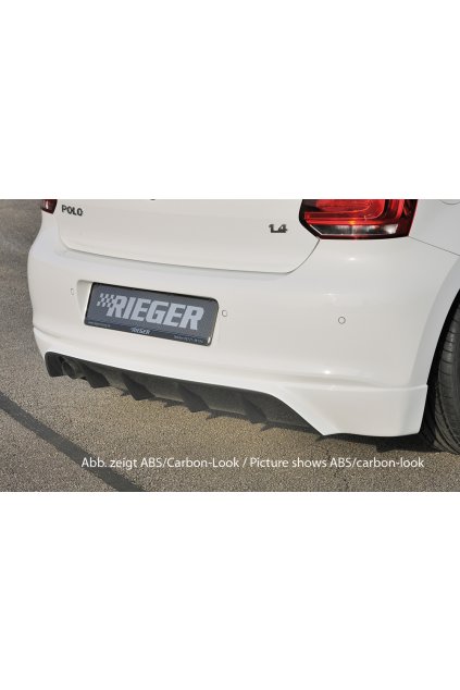 Rieger spoiler pod zadní nárazník pro Volkswagen Polo 6 6R 3-dvéř., 5-dvéř. před faceliftem r.v. 04/09-01/14, plast ABS bez povrchové úpravy, pro orig. koncovku vlevo