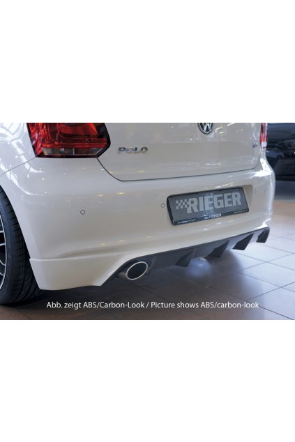 Rieger spoiler pod zadní nárazník pro Volkswagen Polo 6 6R 3-dvéř., 5-dvéř. před faceliftem r.v. 04/09-01/14, plast ABS bez povrchové úpravy, pro sportovní koncovku vlevo 115x85 mm