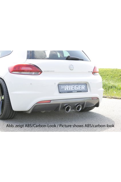 Rieger vložka zadního nárazníku pro R-Line zadní nárazník pro Volkswagen Scirocco R 13 2-dvéř. vč. faceliftu, plast ABS bez povrchové úpravy, pro dvojitou koncovku uprostřed 2x100 mm