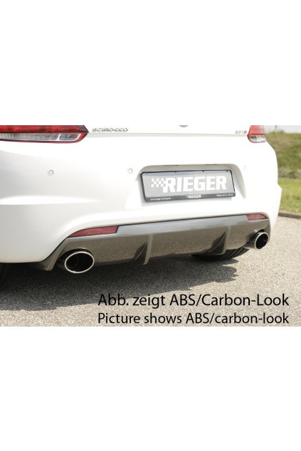 Rieger vložka zadního nárazníku pro R-Line zadní nárazník pro Volkswagen Scirocco R 13 2-dvéř. vč. faceliftu, plast ABS lakovaný do černé lesklé barvy, pro orig. koncovky na obou stranách