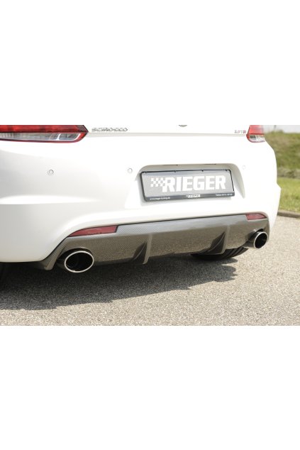 Rieger vložka zadního nárazníku pro R-Line zadní nárazník pro Volkswagen Scirocco R 13 2-dvéř. vč. faceliftu, plast ABS s povrchovou úpravou Carbon-Look, pro sportovní koncovky na obou stranách 126x94 mm