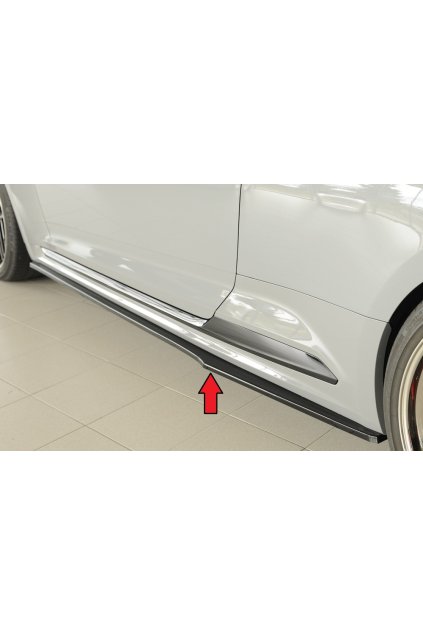 Rieger spoiler pod boční práh mont. strana levá pro Audi RS5 B9, F5 kupé, 03/17-02/20, plast ABS lakovaný do černé lesklé barvy