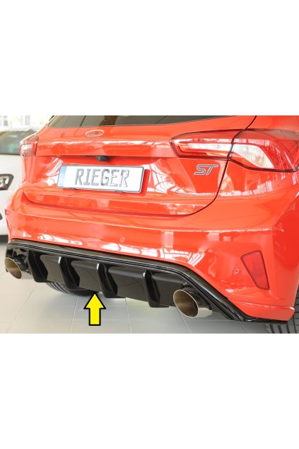 Rieger vložka zadního nárazníku (Typ: 88194) pro Ford Focus 4 DEH 5-dvéř. (hatchback), plast ABS lakovaný do černé lesklé barvy