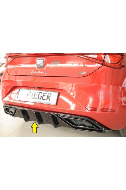 Rieger vložka zadního nárazníku pro orig. koncový tlumič výfuku pro Seat Leon KL 5-dvéř., 04/20-, plast ABS lakovaný do černé lesklé barvy, mont. strana